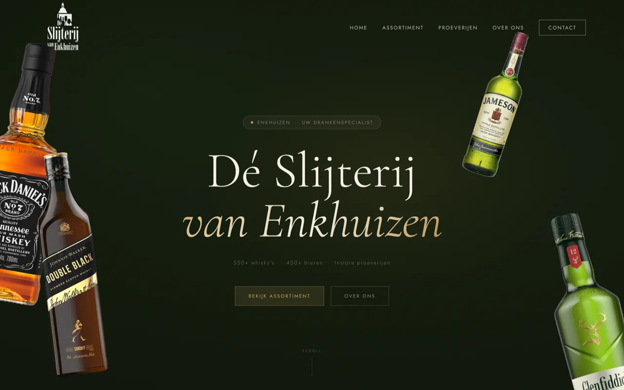 Screenshot van de website van De Slijterij van Enkhuizen