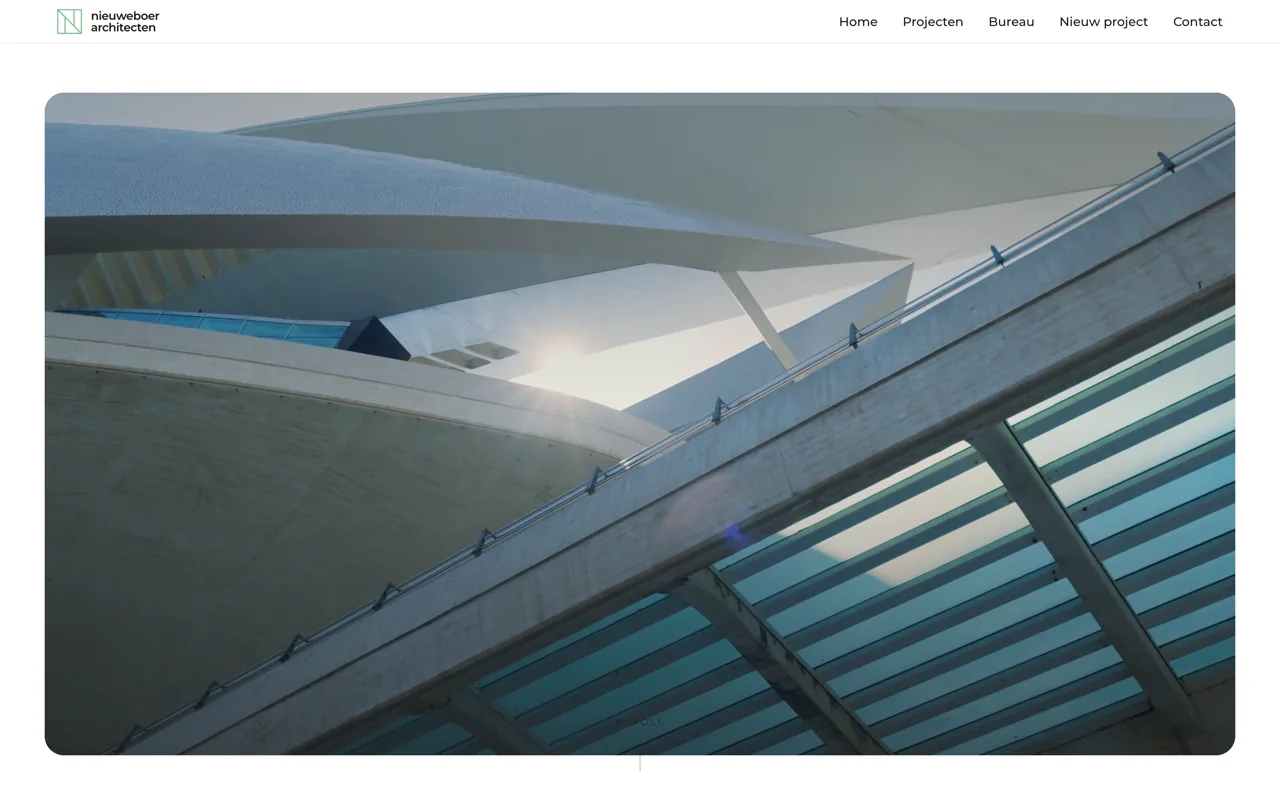 Screenshot van de website van Nieuweboer Architecten