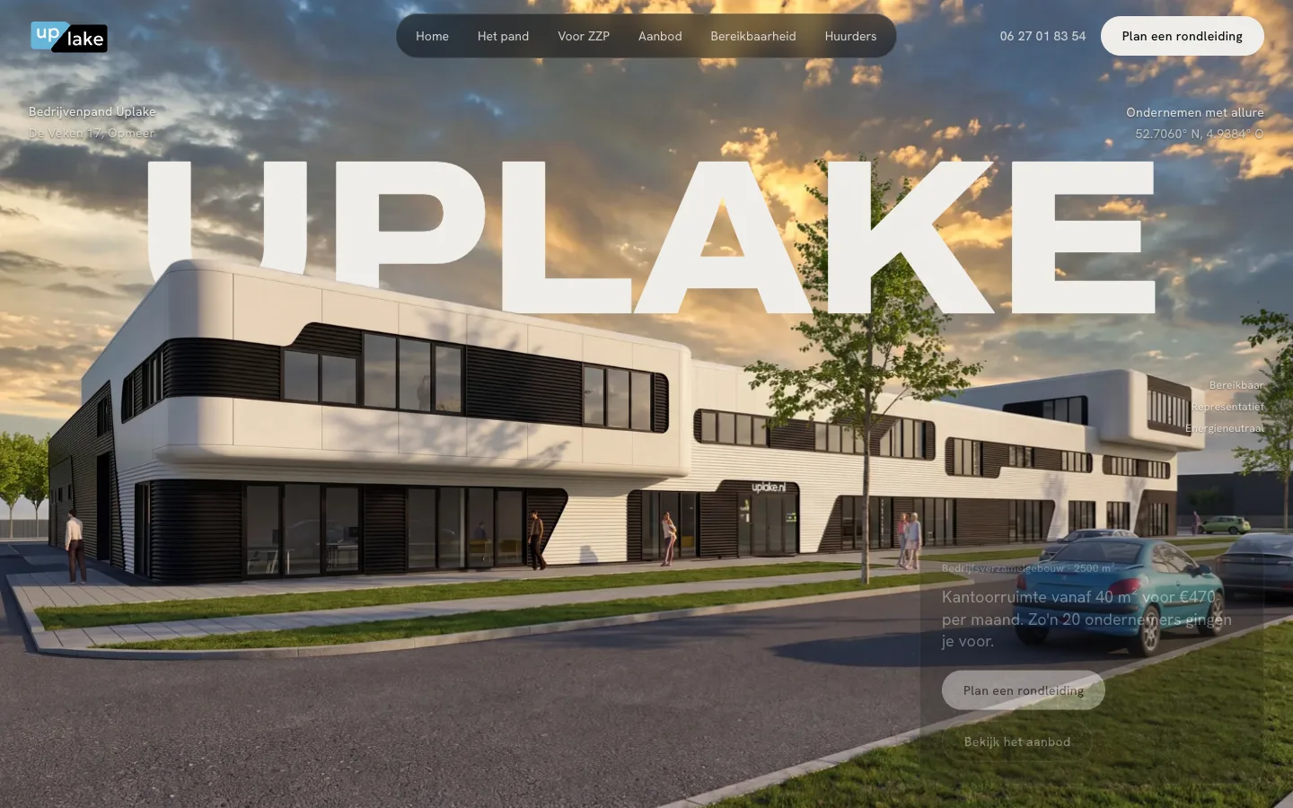 Screenshot van de website van Uplake